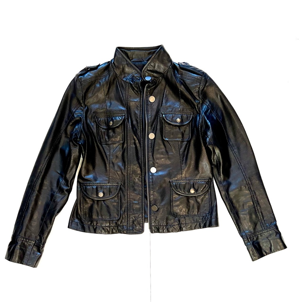 Kenneth Cole women black leather jacket size M